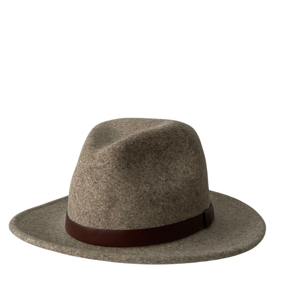 Vintage Country Gentlemen 100% Wool  Stylish Tan Fedora Hat with Brown Band in M